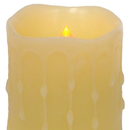 Set of Four Yellow Flameless Pillar Candles