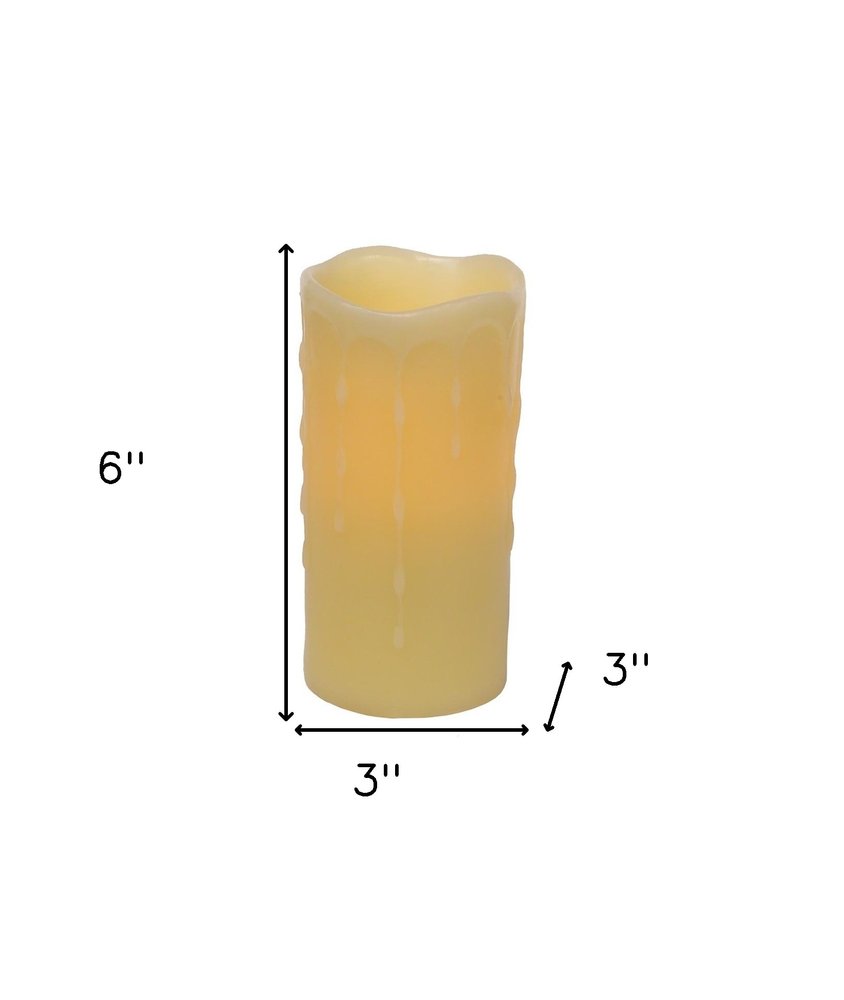 Set of Four Yellow Flameless Pillar Candles