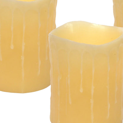 Set of Three Yellow Flameless Pillar Candle