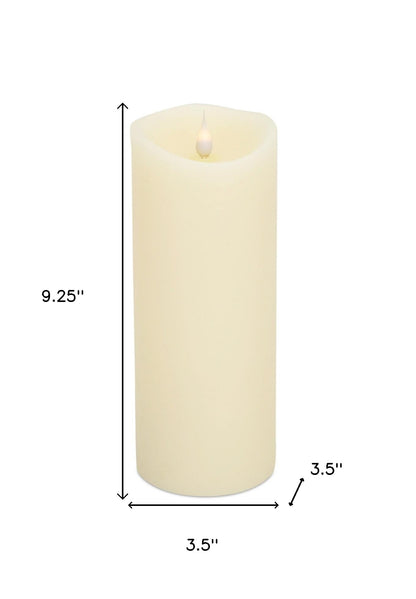 9" Beige Flameless Pillar Candle