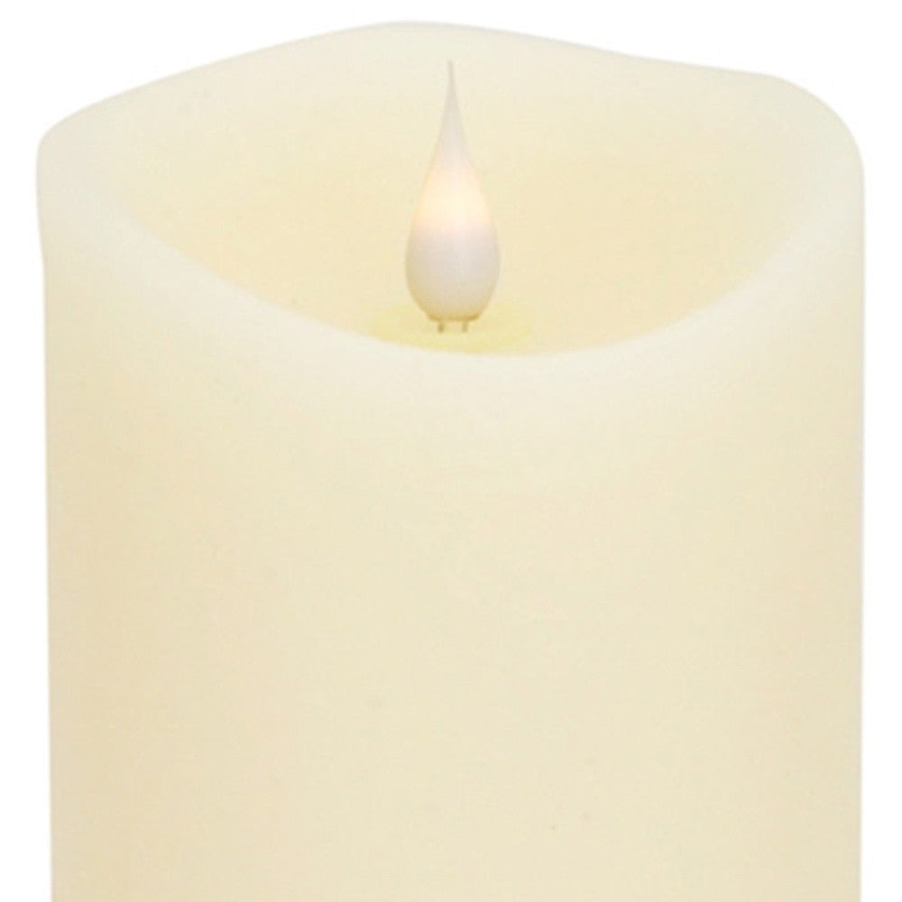 9" Beige Flameless Pillar Candle