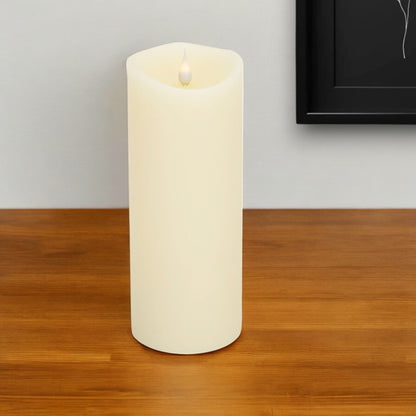 9" Beige Flameless Pillar Candle