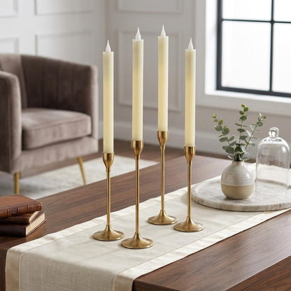 Set of Four Beige Flameless Taper Candle