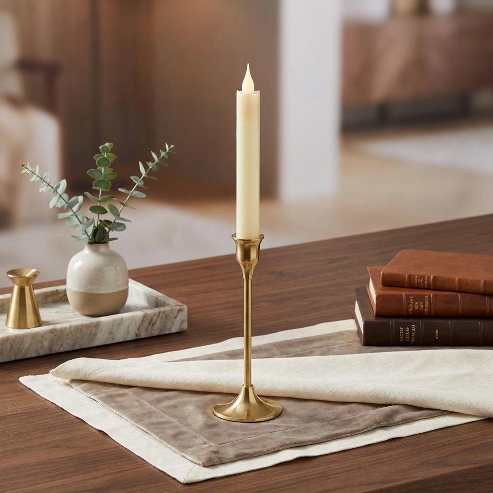 Set of Four Beige Flameless Taper Candle