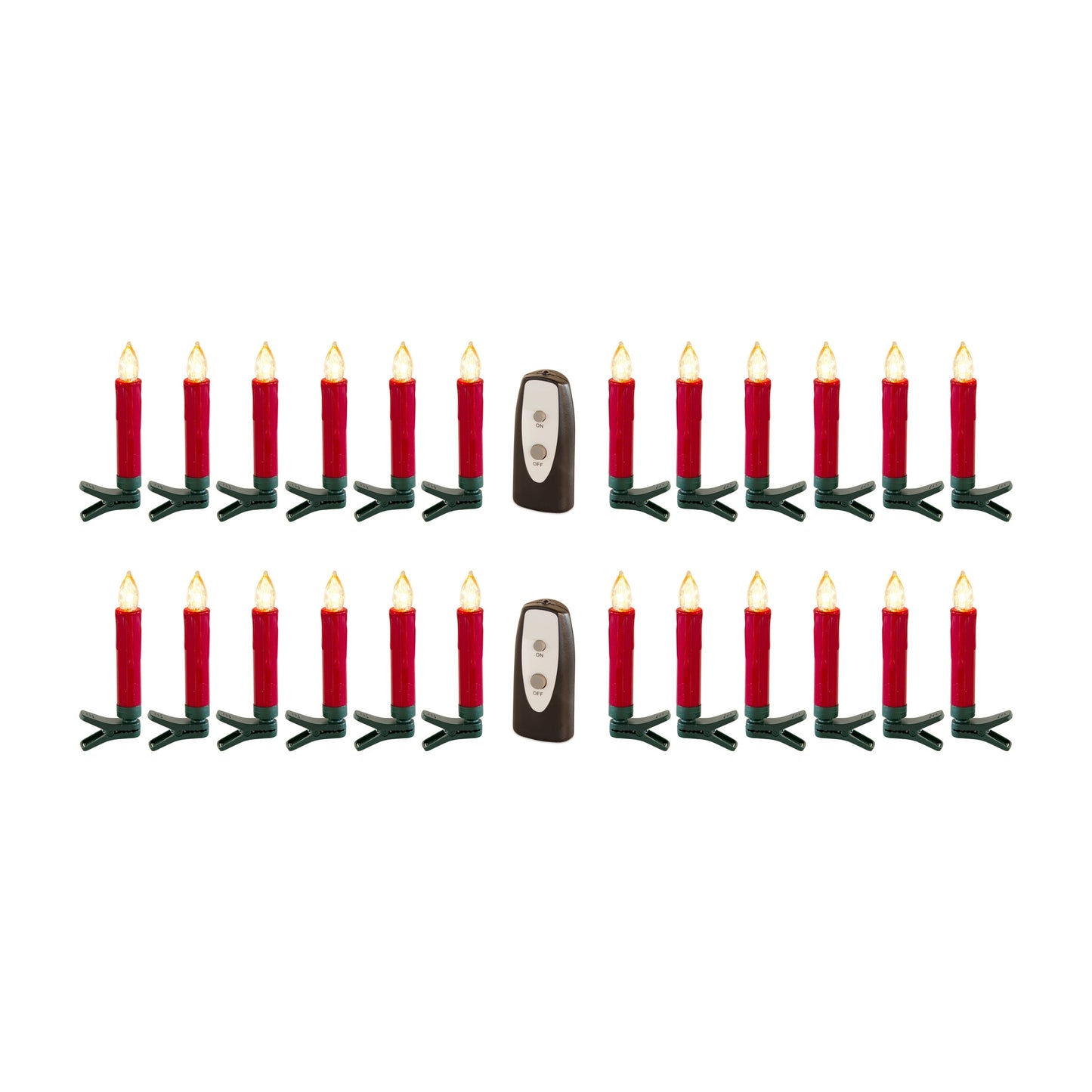 Set of Twentyfour Red Flameless Christmas Clip on Taper Candle