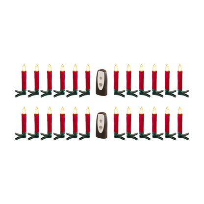 Set of Twentyfour Red Flameless Christmas Clip on Taper Candle