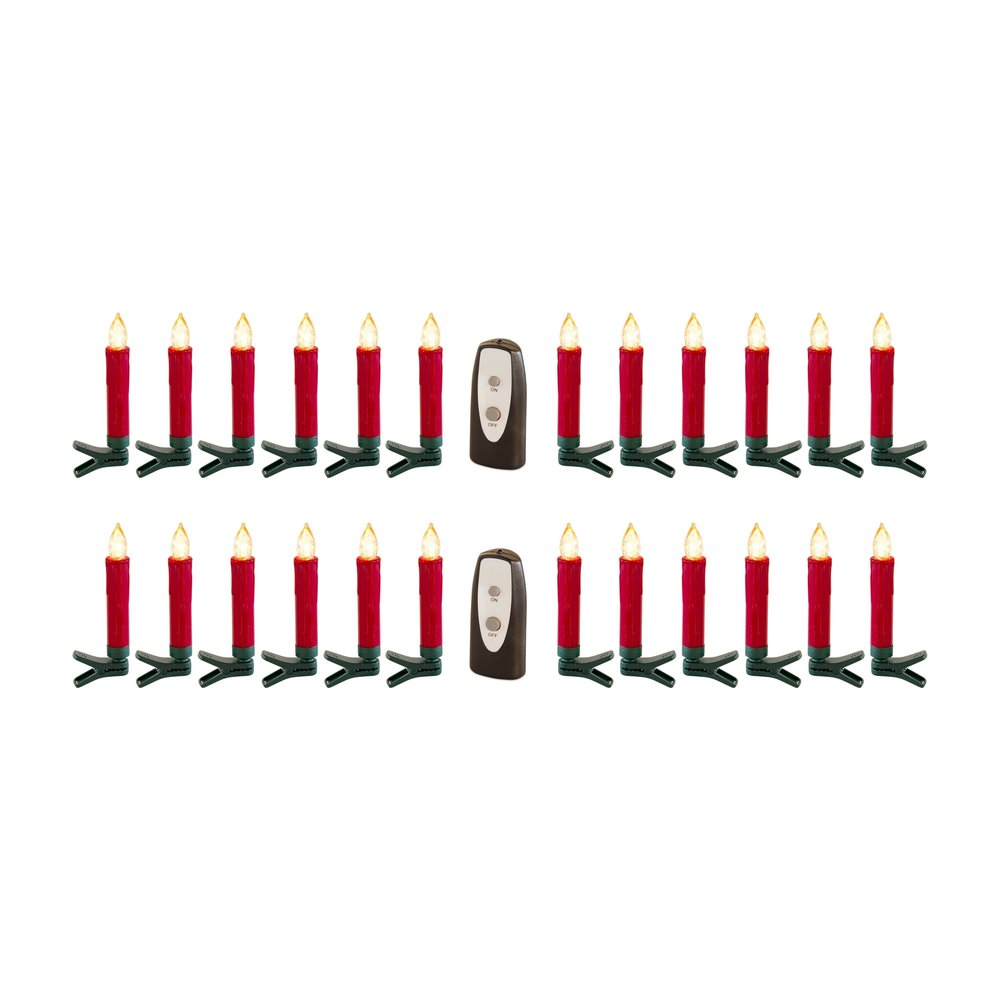 Set of Twentyfour Red Flameless Christmas Clip on Taper Candle