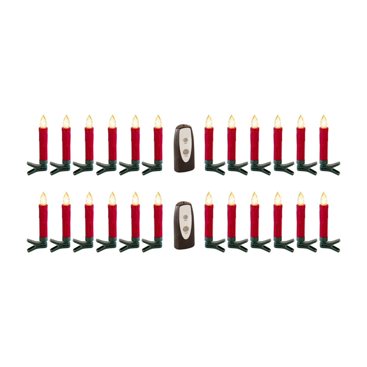 Set of Twentyfour Red Flameless Christmas Clip on Taper Candle