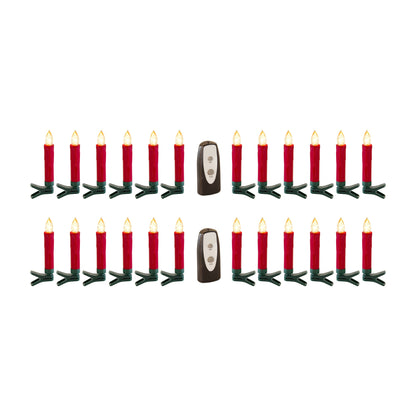 Set of Twentyfour Red Flameless Christmas Clip on Taper Candle