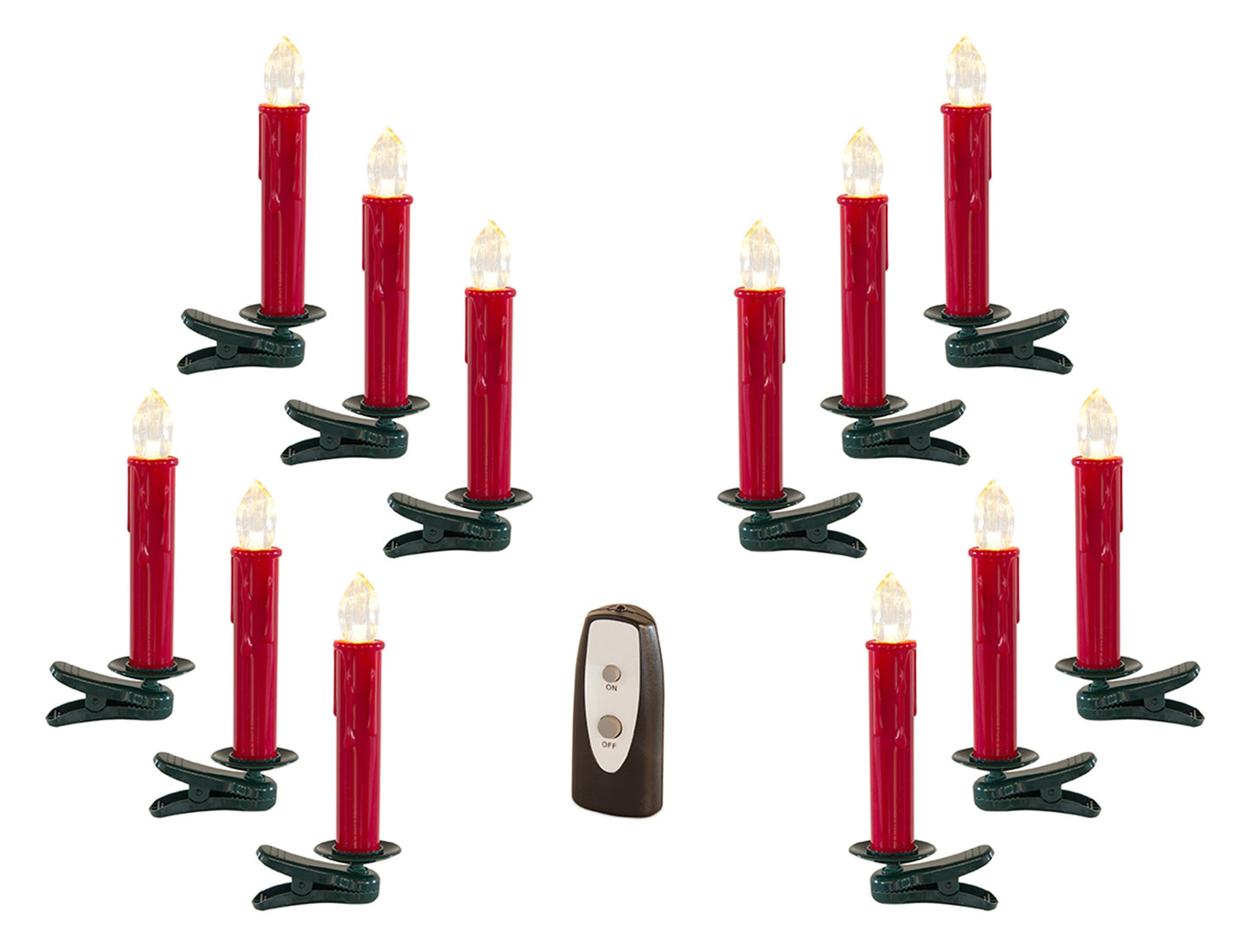 Set of Twentyfour Red Flameless Christmas Clip On Taper Candle