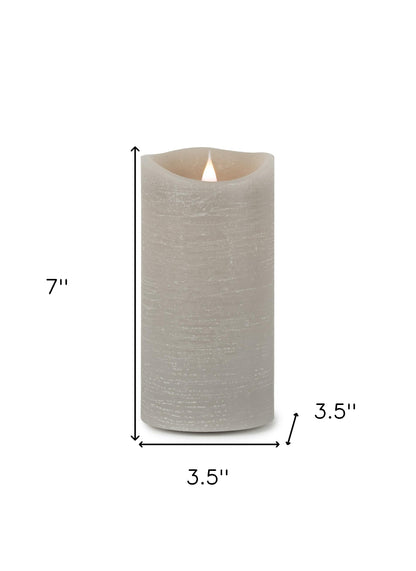 7" Gray Flameless Pillar Candle