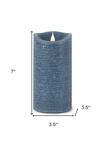 7" Blue Flameless Pillar Candle