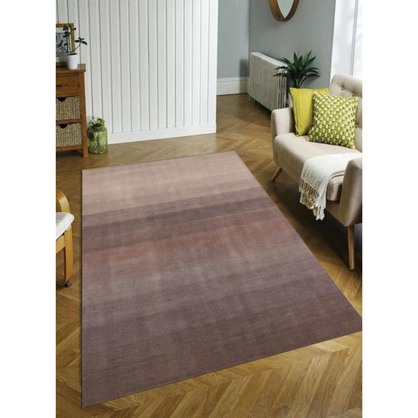 5' X 8' Violet And Brown Hand Loomed Area Rug