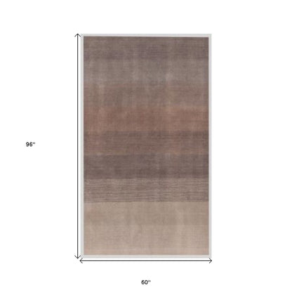 5' X 8' Violet And Brown Hand Loomed Area Rug