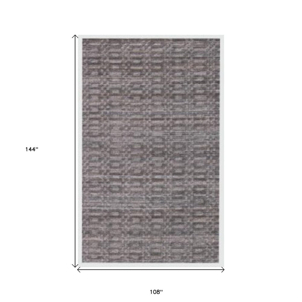 9' X 12' Charcoal And Rust Hand Loomed Area Rug