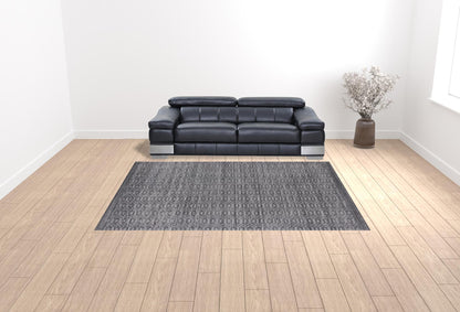 9' X 12' Charcole And Dark Grey Hand Loomed Area Rug