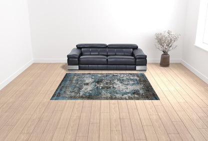 8' X 10' Gray And Ivory Abstract Hand Loomed Area Rug