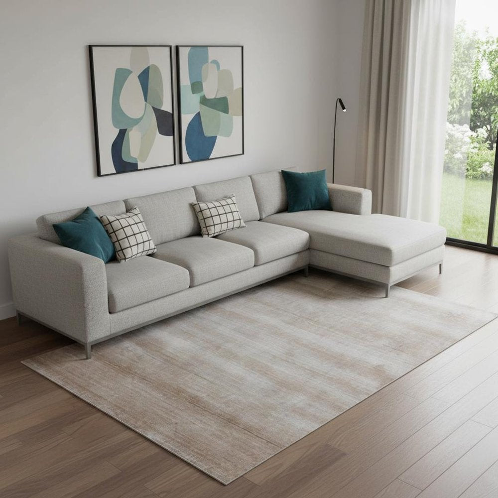 8' X 11' Tan And Brown Ombre Hand Loomed Area Rug