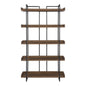 75" Black And Brown Metal and Wood Five Tier Bookcase