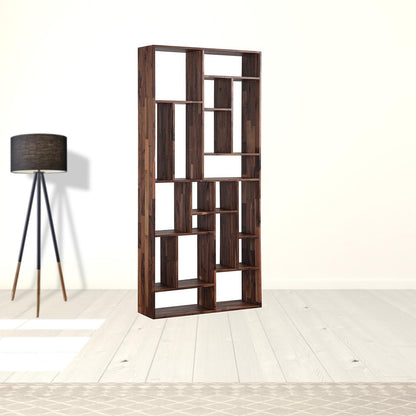 Brown And Natural Wood Ten Tier Bookcase