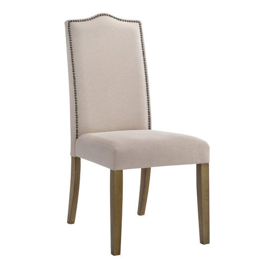 Cream and Brown Linen Dining Parsons Chair