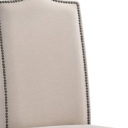 Cream and Brown Linen Dining Parsons Chair