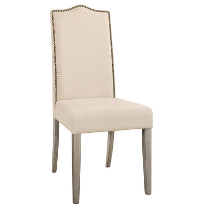 Cream and Gray Linen Dining Parsons Chair