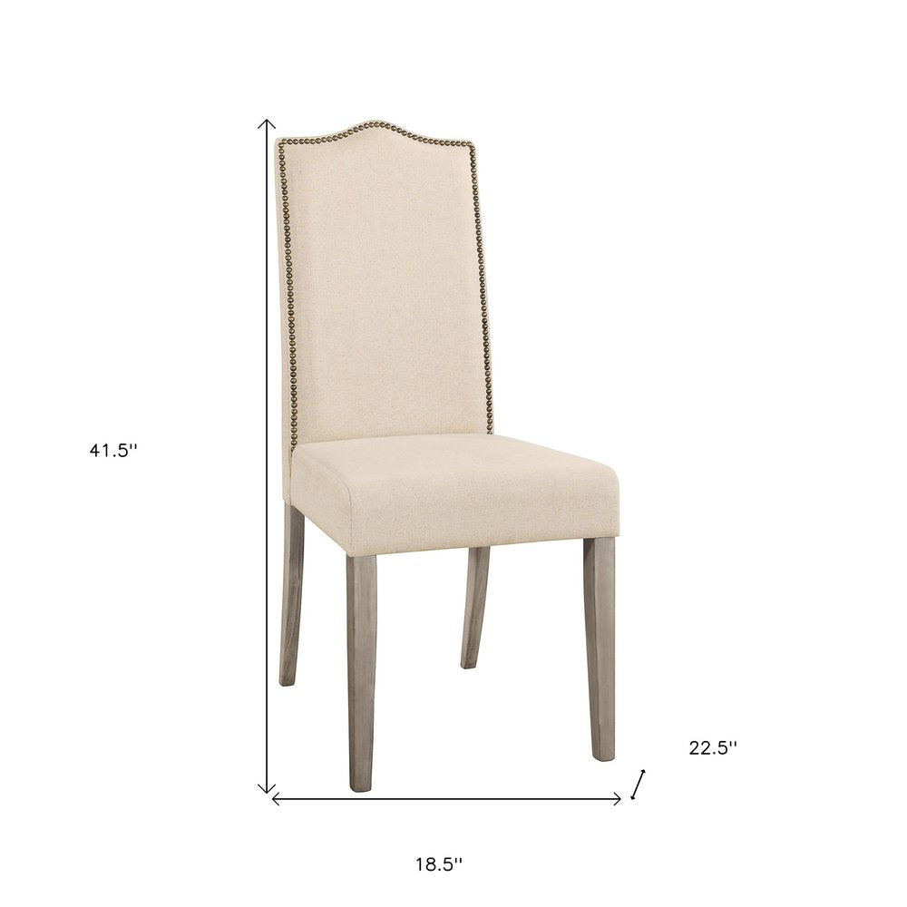 Cream and Gray Linen Dining Parsons Chair