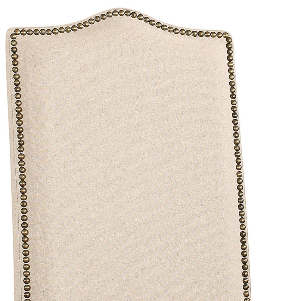 Cream and Gray Linen Dining Parsons Chair