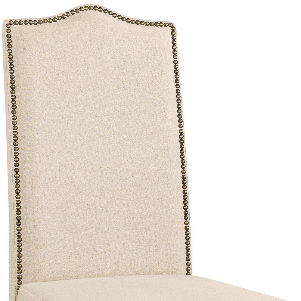 Cream and Gray Linen Dining Parsons Chair