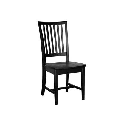 Black Wood Slat Back Dining Side Chair