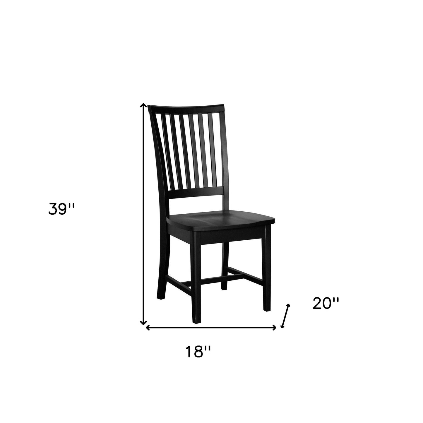 Black Wood Slat Back Dining Side Chair