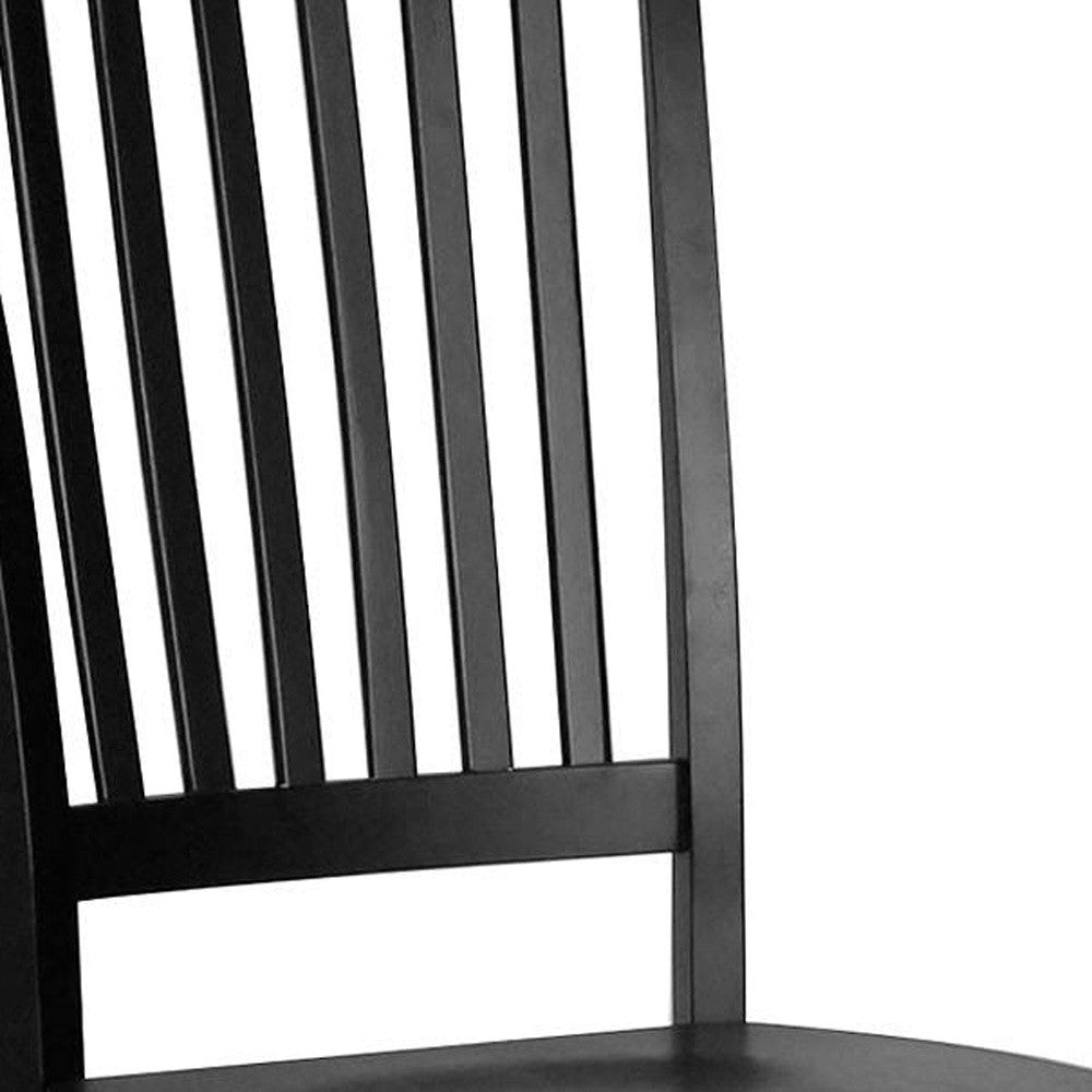 Black Wood Slat Back Dining Side Chair