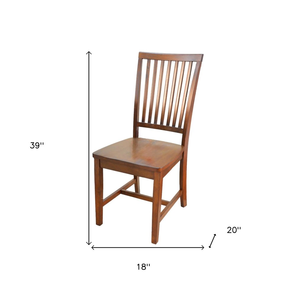 Chestnut Solid Wood Slat Back Dining Side Chair