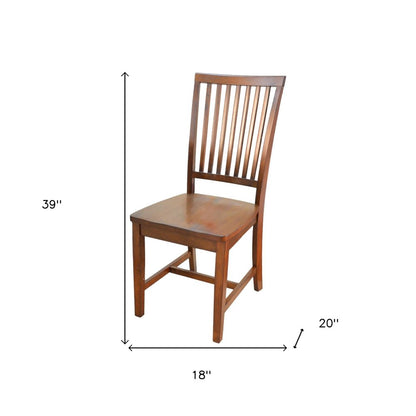 Chestnut Solid Wood Slat Back Dining Side Chair