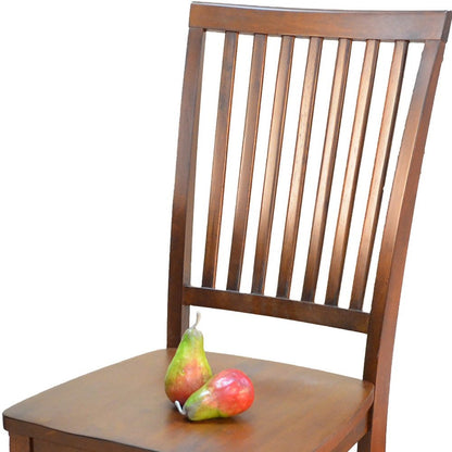 Chestnut Solid Wood Slat Back Dining Side Chair