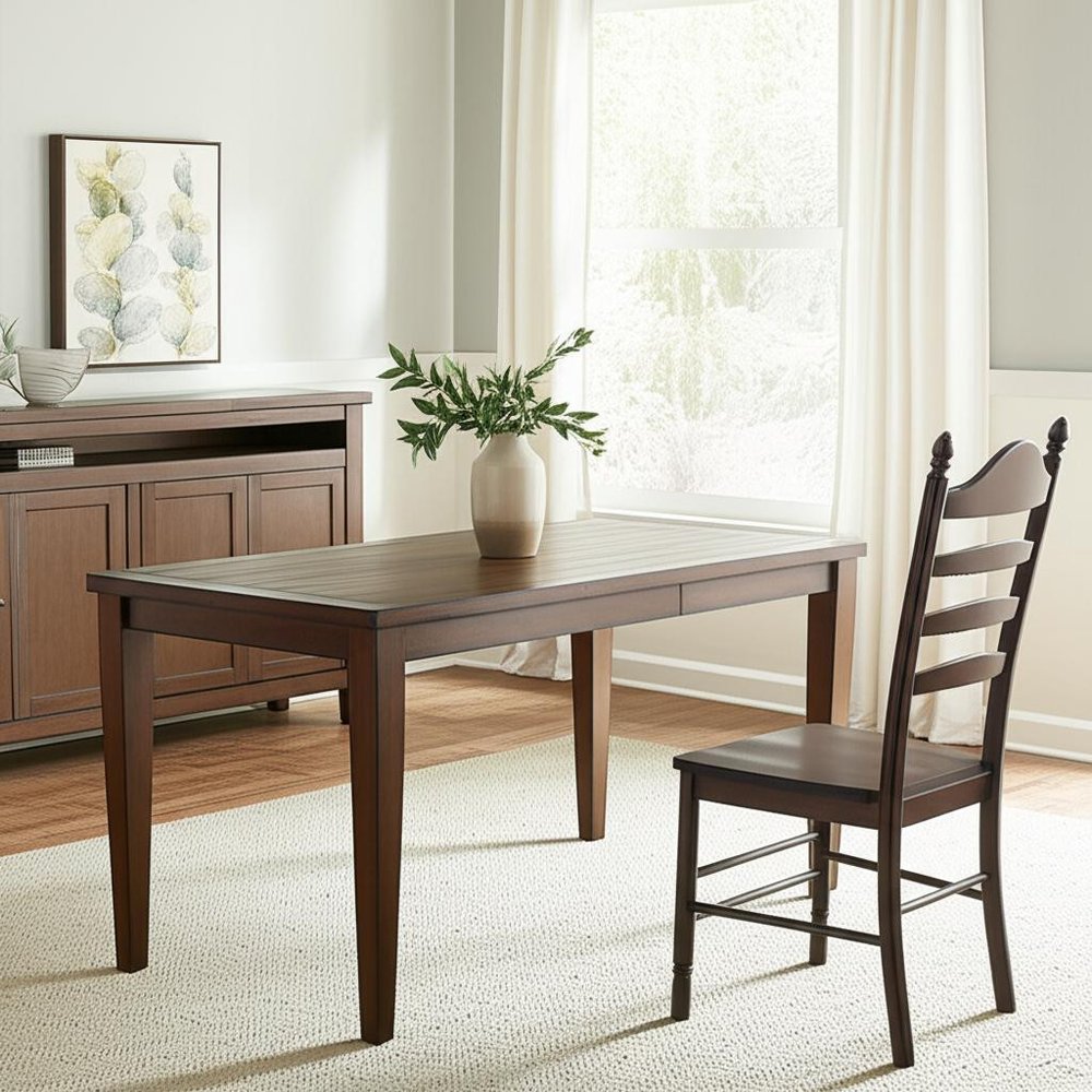 Espresso Wood Ladder Back Dining Side Chair