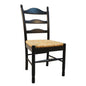 Straw and Black Solid Wood and Rush Ladder Back Dining Side Chair