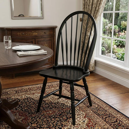 Black Wood Windsor Back Dining Side Chair
