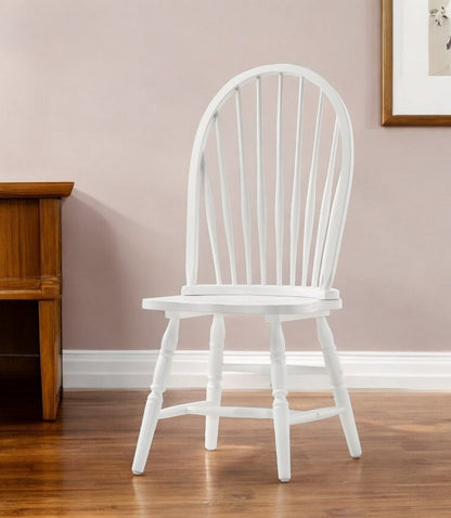 White Wood Windsor Back Dining Side Chair