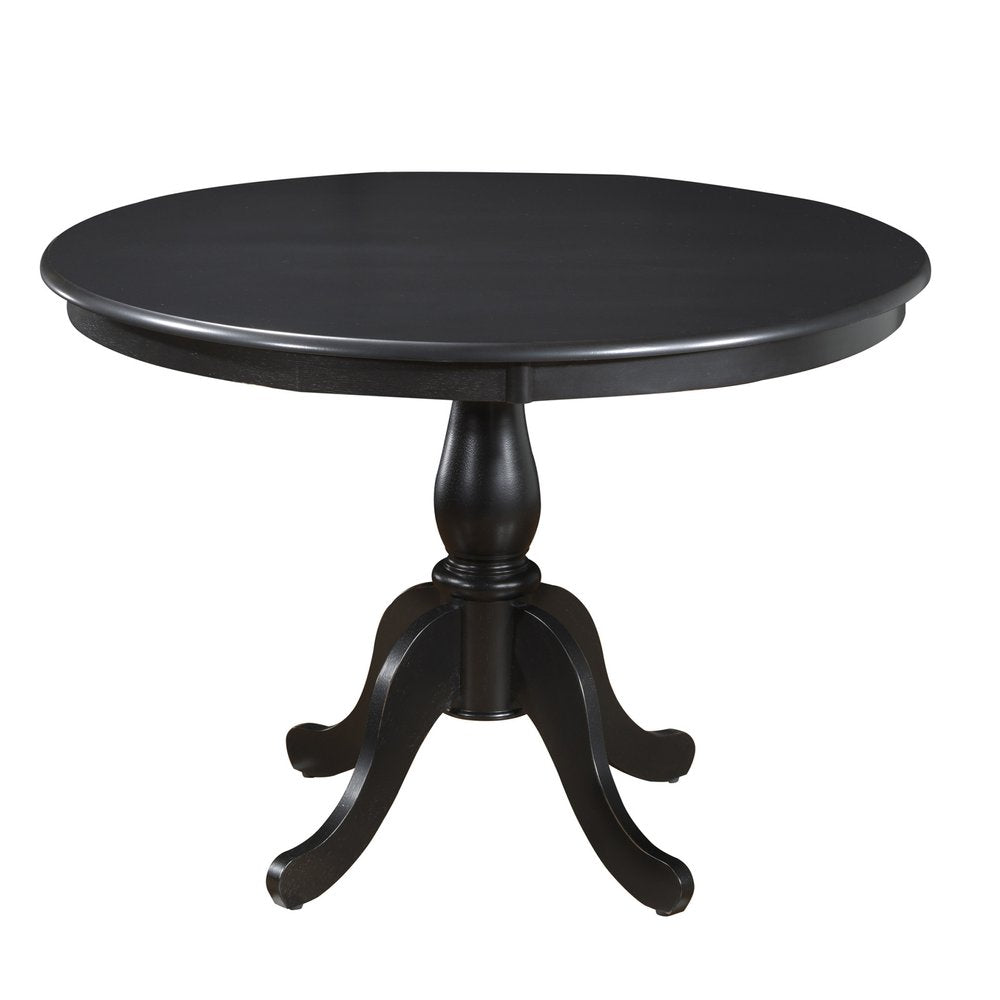 42" Black Wood Pedestal Base Round Top Dining Table