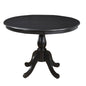 42" Black Wood Pedestal Base Round Top Dining Table