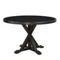 48" Black Wood Pedestal Base Round Top Dining Table