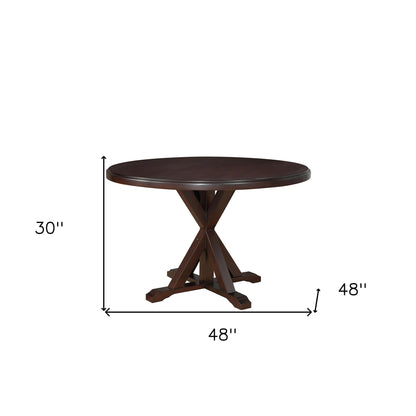 48" Espresso Rounded Solid Manufactured Wood Pedestal Base Dining Table