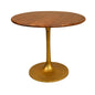 36" Brown And Gold Rounded Solid Wood And Iron Pedestal Base Dining Table
