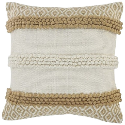 20" X 20" Tan Zippered Geometric Indoor Outdoor Throw Pillow