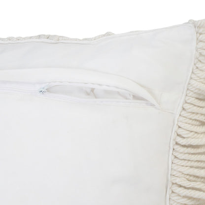 24" X 24" White Zippered Tropical Indoor Outdoor Throw Pillow