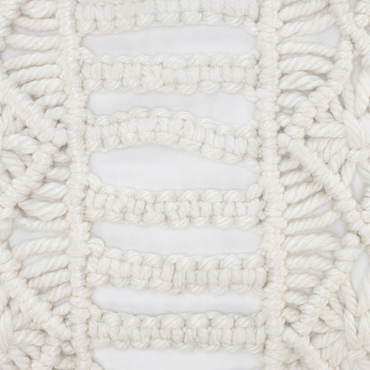 14" X 36" White Textured Indoor Outdoor Throw Pillow With Fringe
