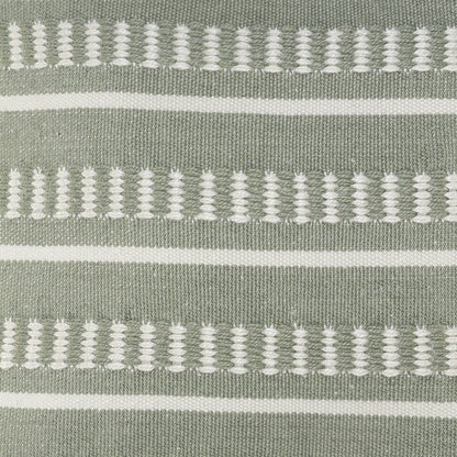 20" Blue and White Striped Indoor Outdoor Throw Pillow With Fringe