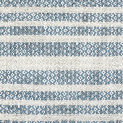24" Blue and Off White Striped Indoor Outdoor Throw Pillow With Fringe